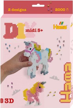 HAMA - BOÎTE À SUSPENDRE LICORNES 3D 2000 PERLES